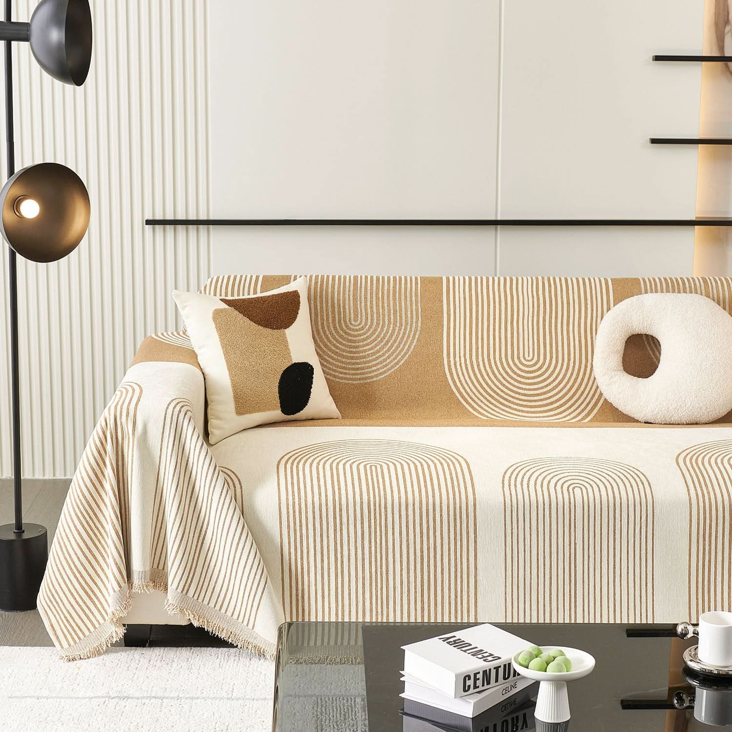 Capa de Sofá Chenille Comfort Pet Anti-Rugas Padrão Arcos Premium