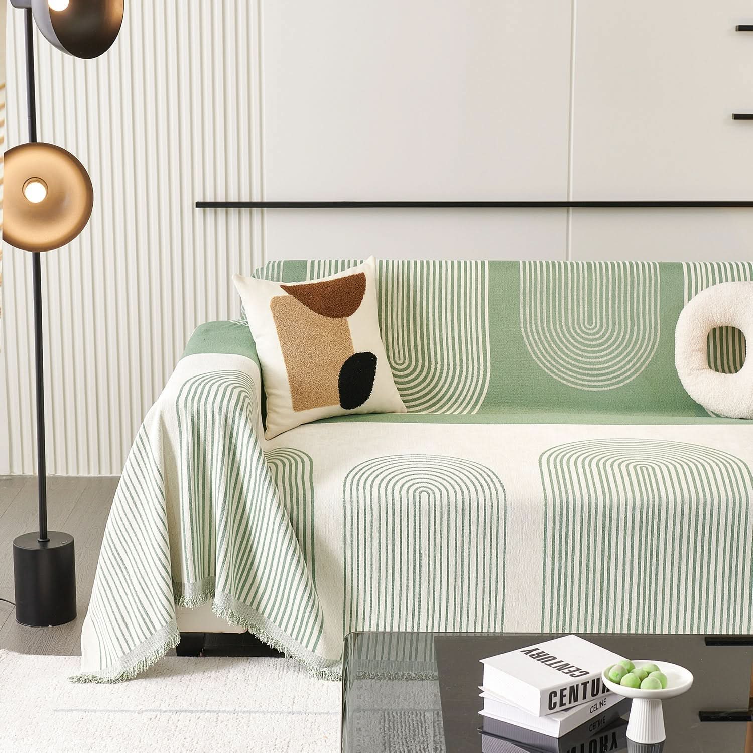 Capa de Sofá Chenille Comfort Pet Anti-Rugas Padrão Arcos Premium