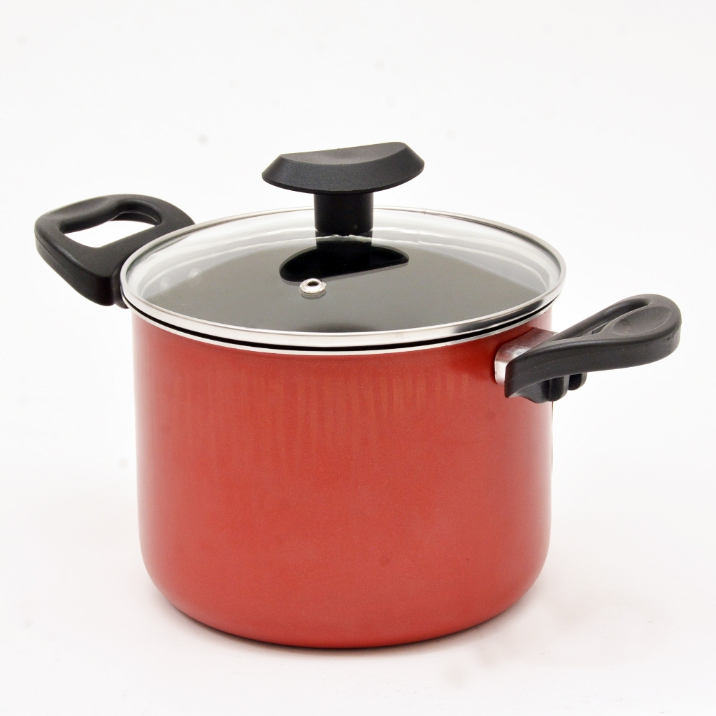 Caldeirão Antiaderente 16cm com Tampa de Vidro e Duas Alças