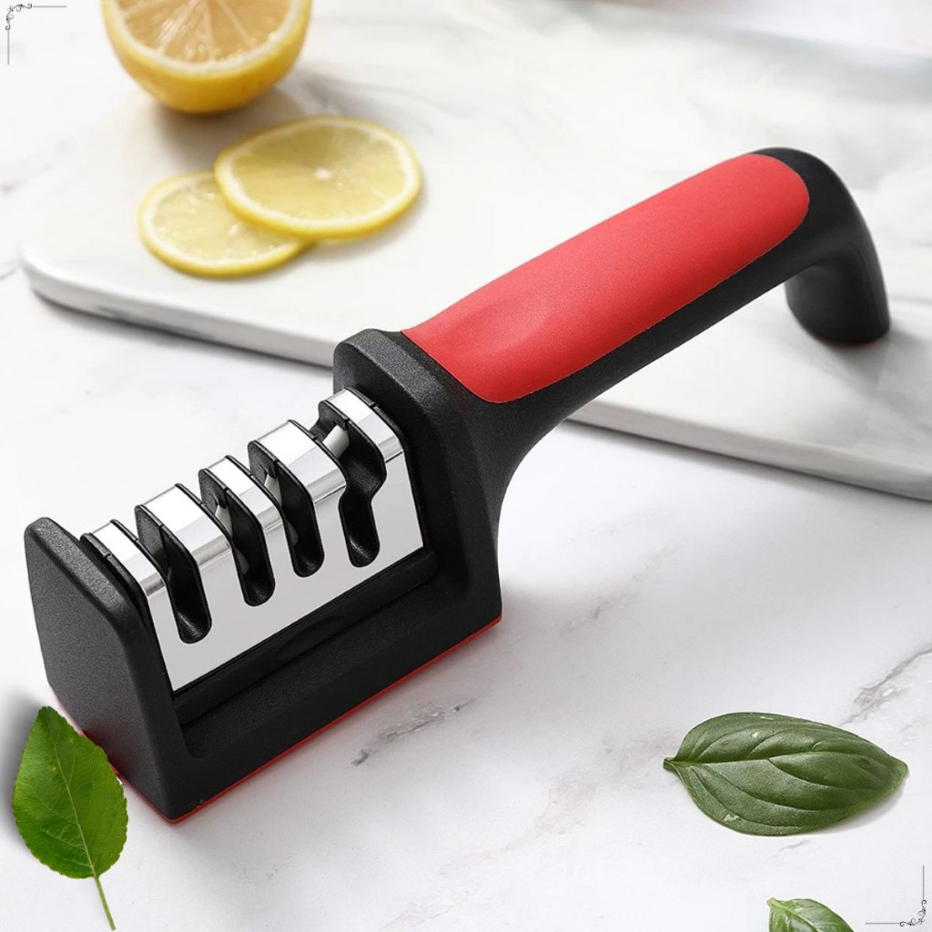 Amolador e Afiador de Facas Profissional em Aço Inox com 3 Níveis de Afiamento