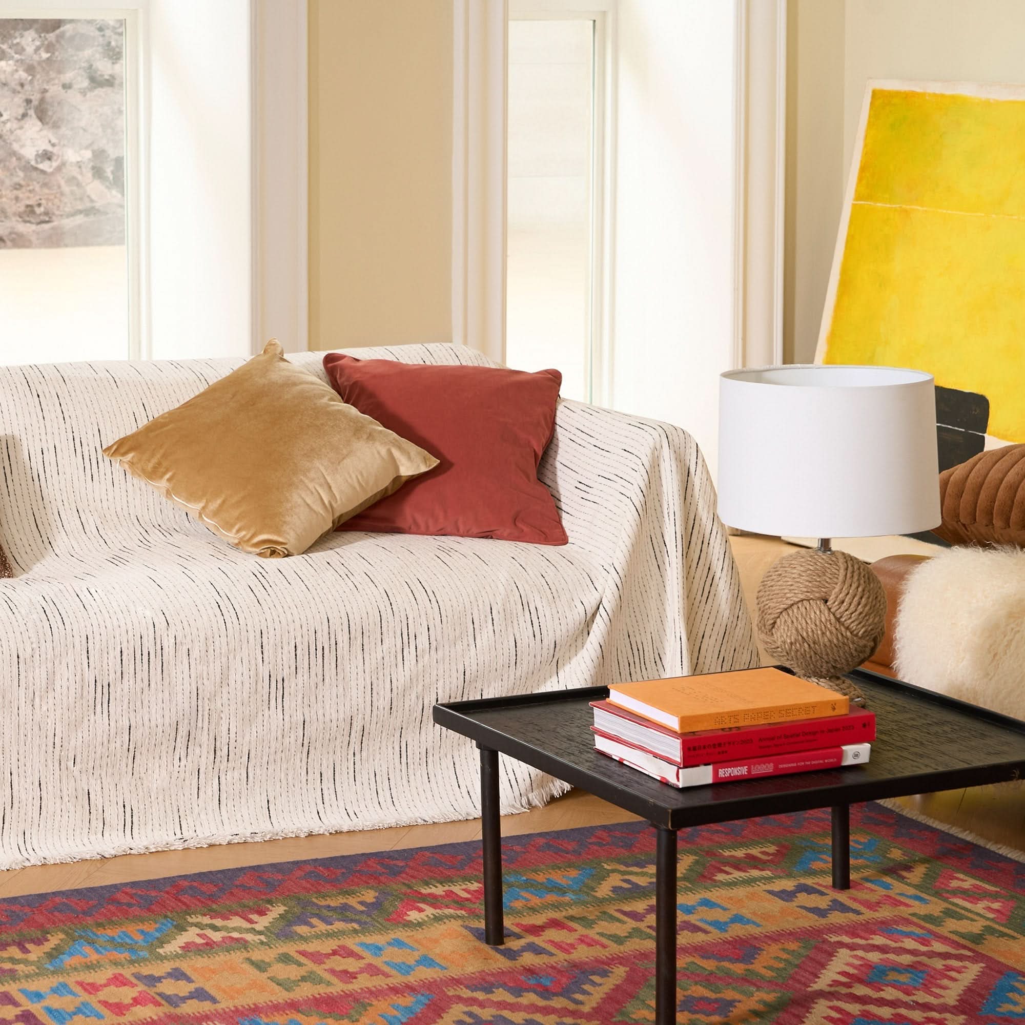 Capa de Sofá Chenille Jacquard Pet Anti-Arranhões Padrão Geométrico Premium