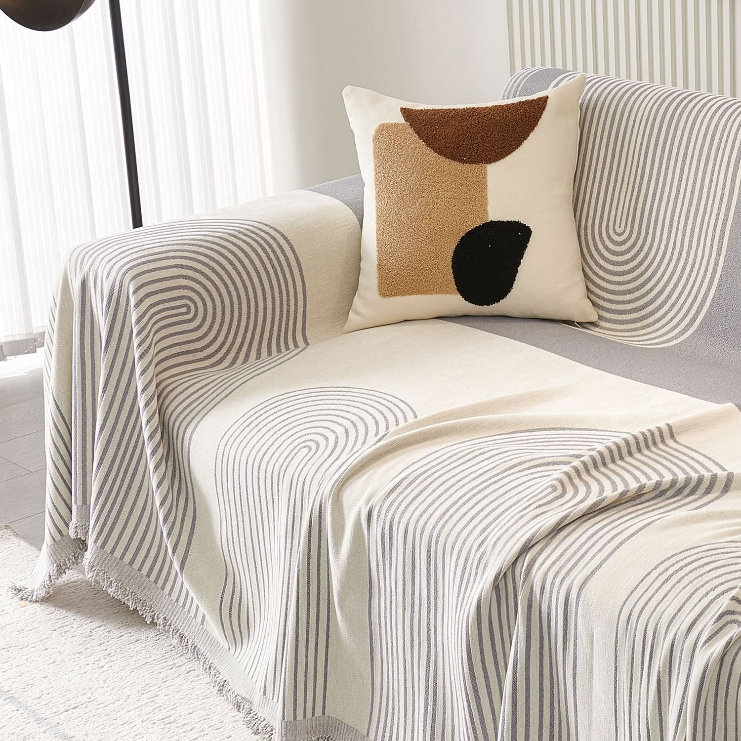 Capa de Sofá Chenille Comfort Pet Anti-Rugas Padrão Arcos Premium