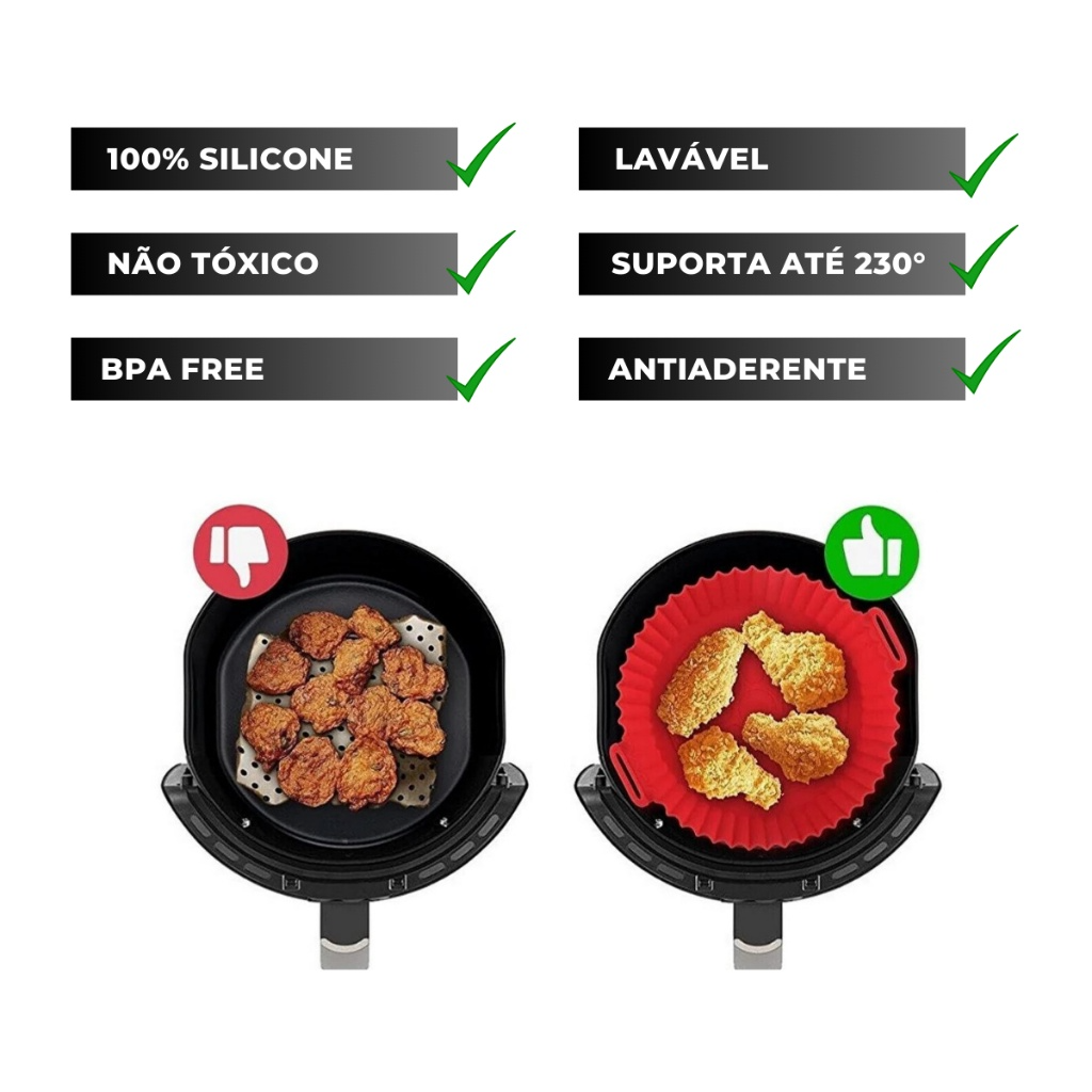 Kit 5 Formas de Silicone Air Fryer e Microondas - Entrega Grátis