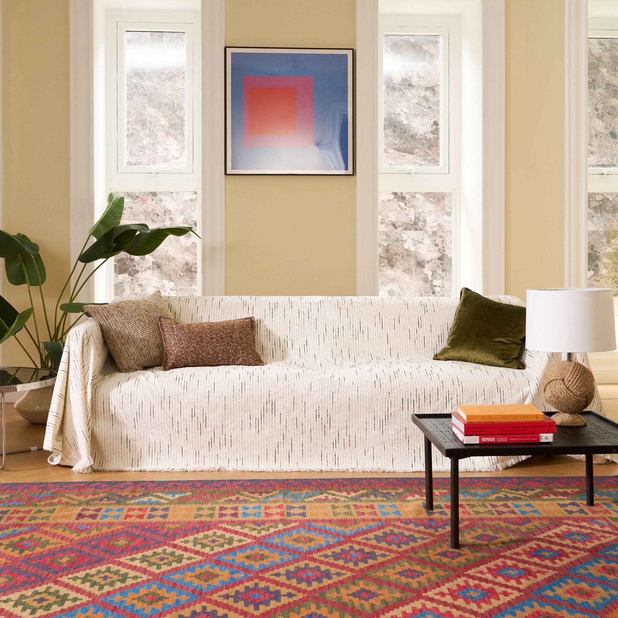 Capa de Sofá Chenille Jacquard Pet Anti-Arranhões Padrão Geométrico Premium