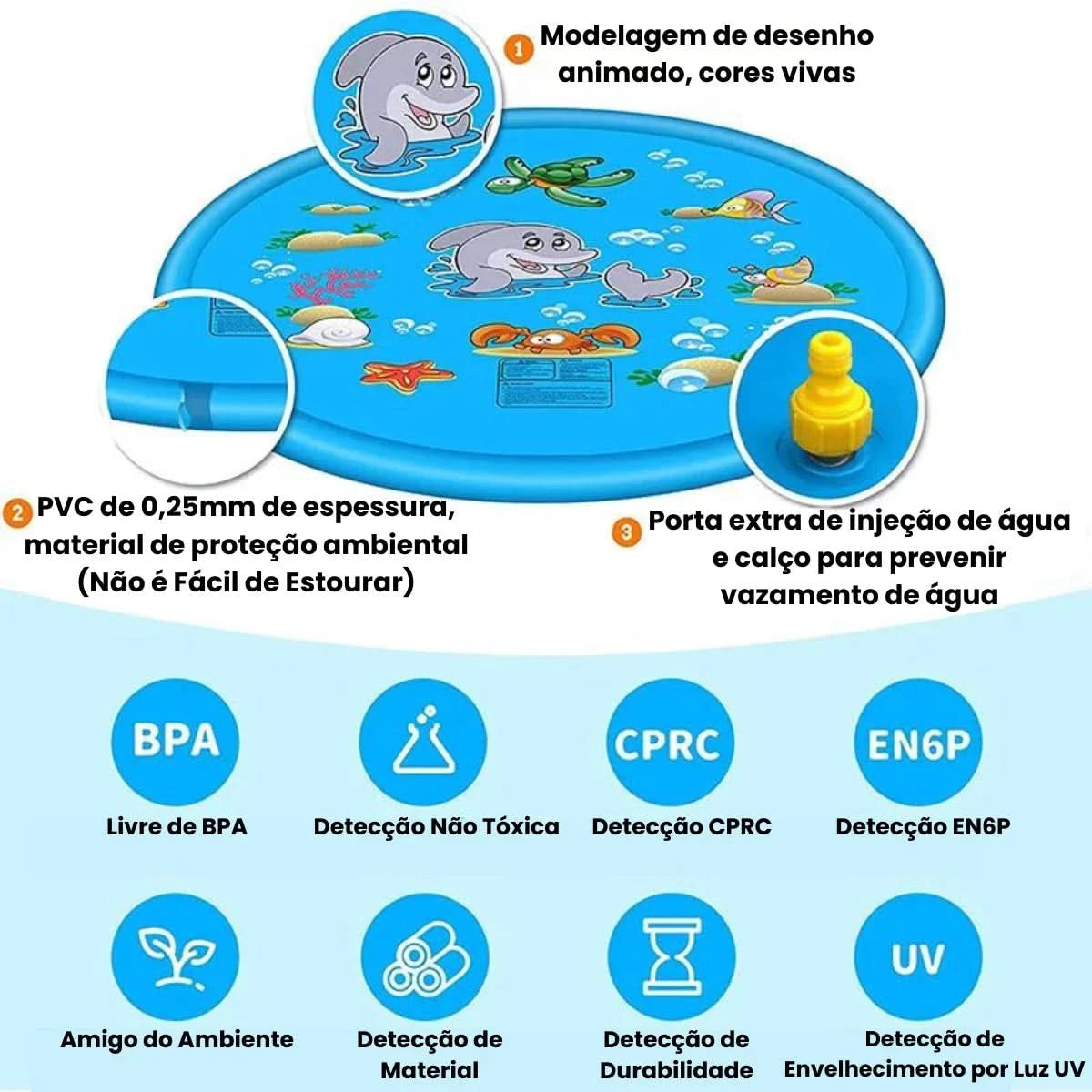 Brinquedo Inflável Tapete de Água para Crianças 100/170cm