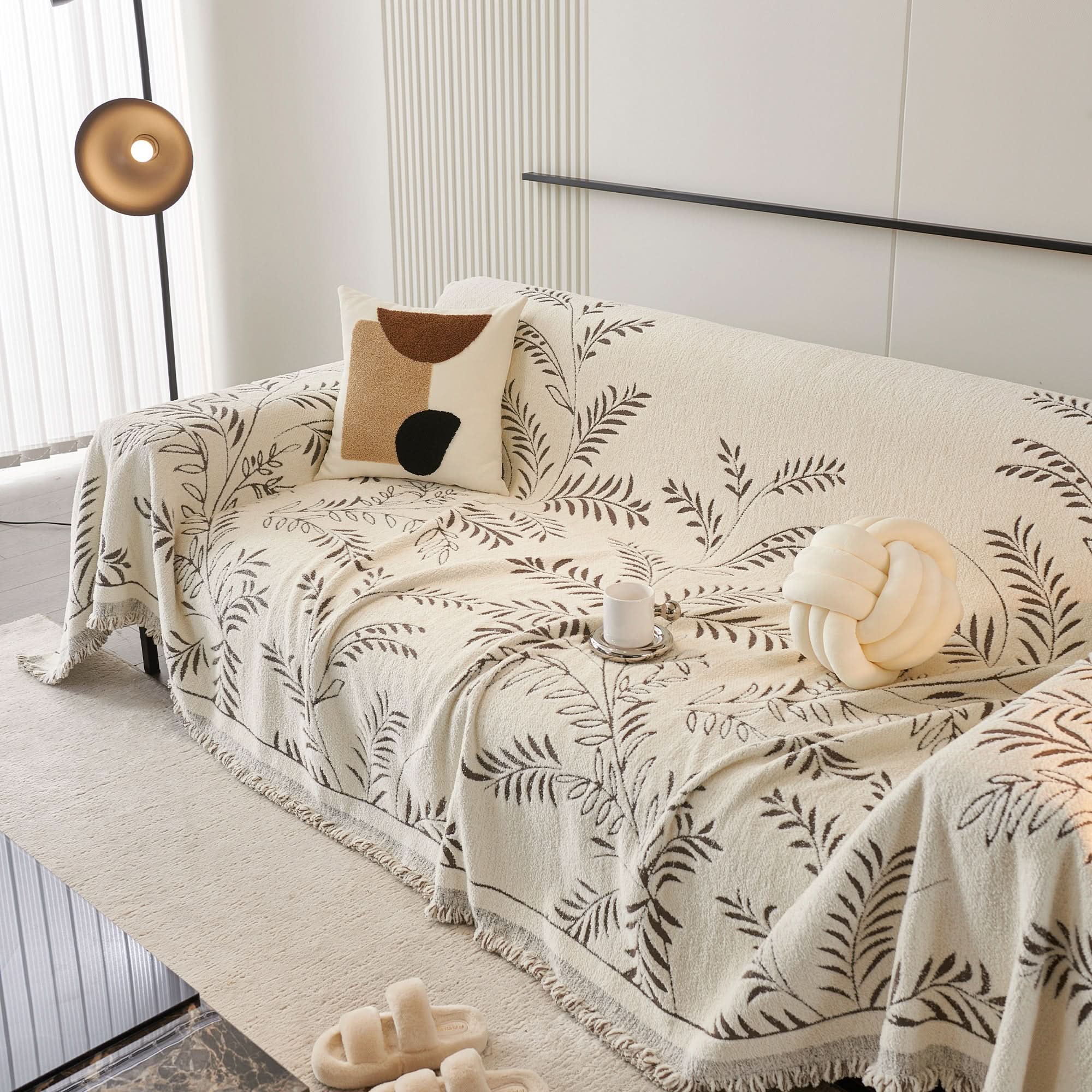 Capa de Sofá Chenille Inverno Botânico Pet Anti-Rugas Premium