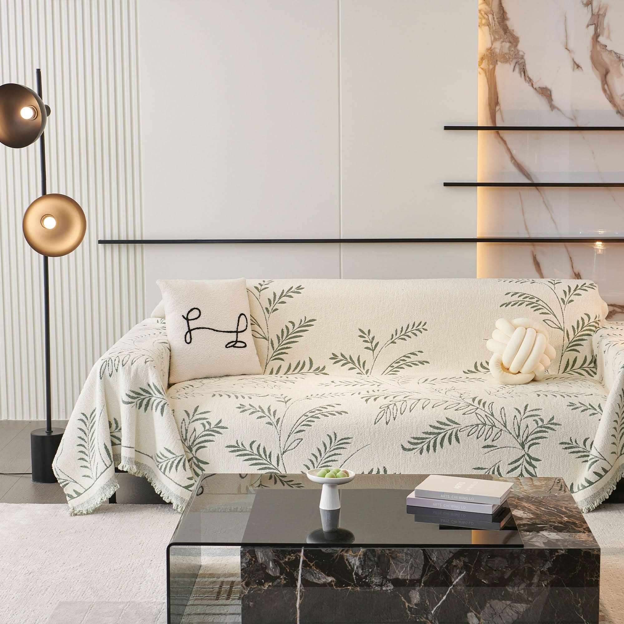 Capa de Sofá Chenille Inverno Botânico Pet Anti-Rugas Premium