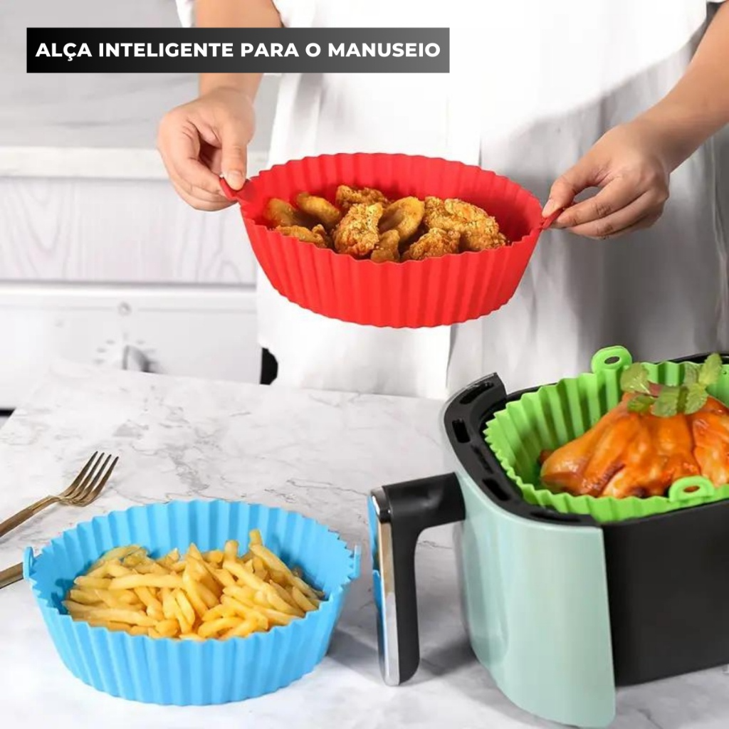 Kit 5 Formas de Silicone Air Fryer e Microondas - Entrega Grátis