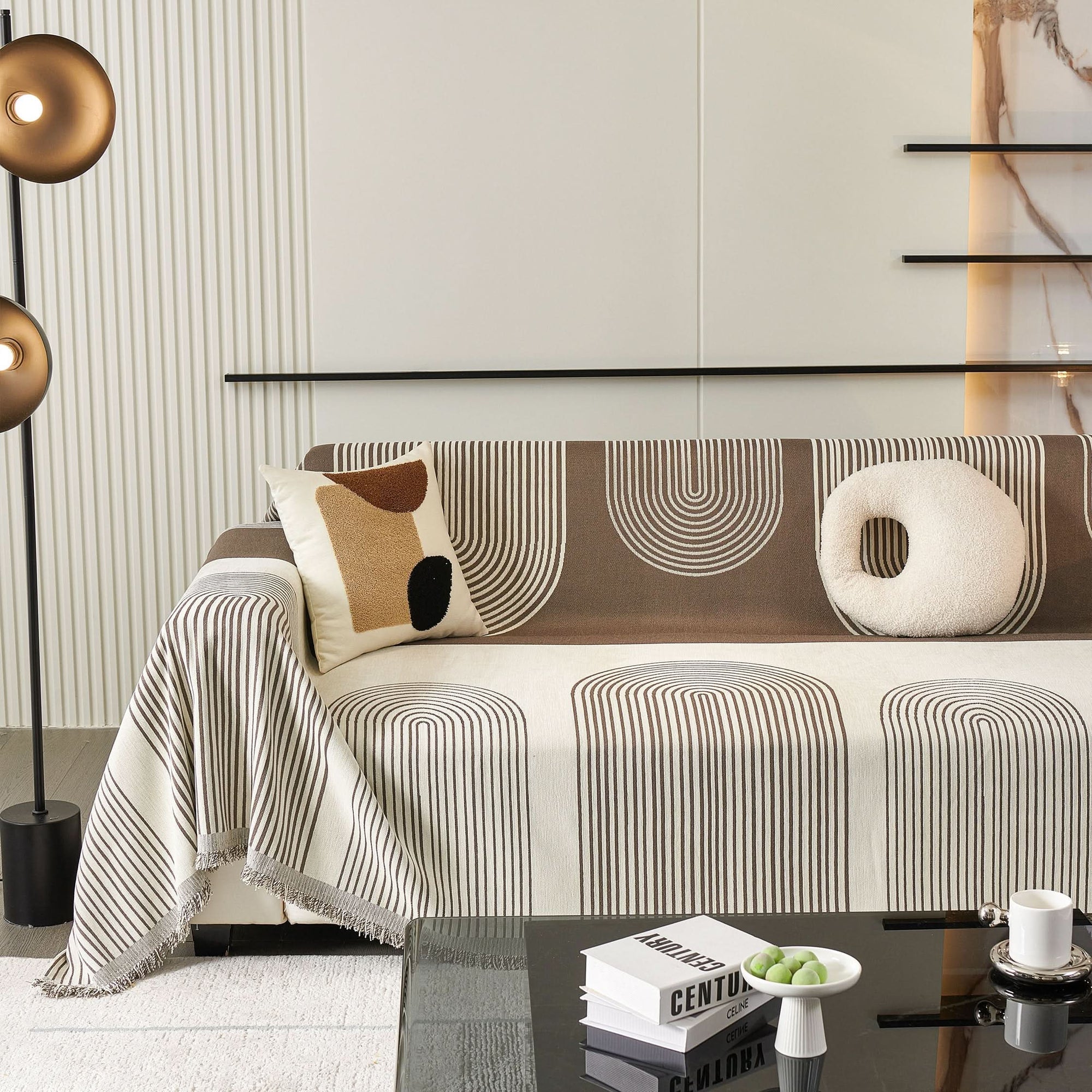 Capa de Sofá Chenille Comfort Pet Anti-Rugas Padrão Arcos Premium