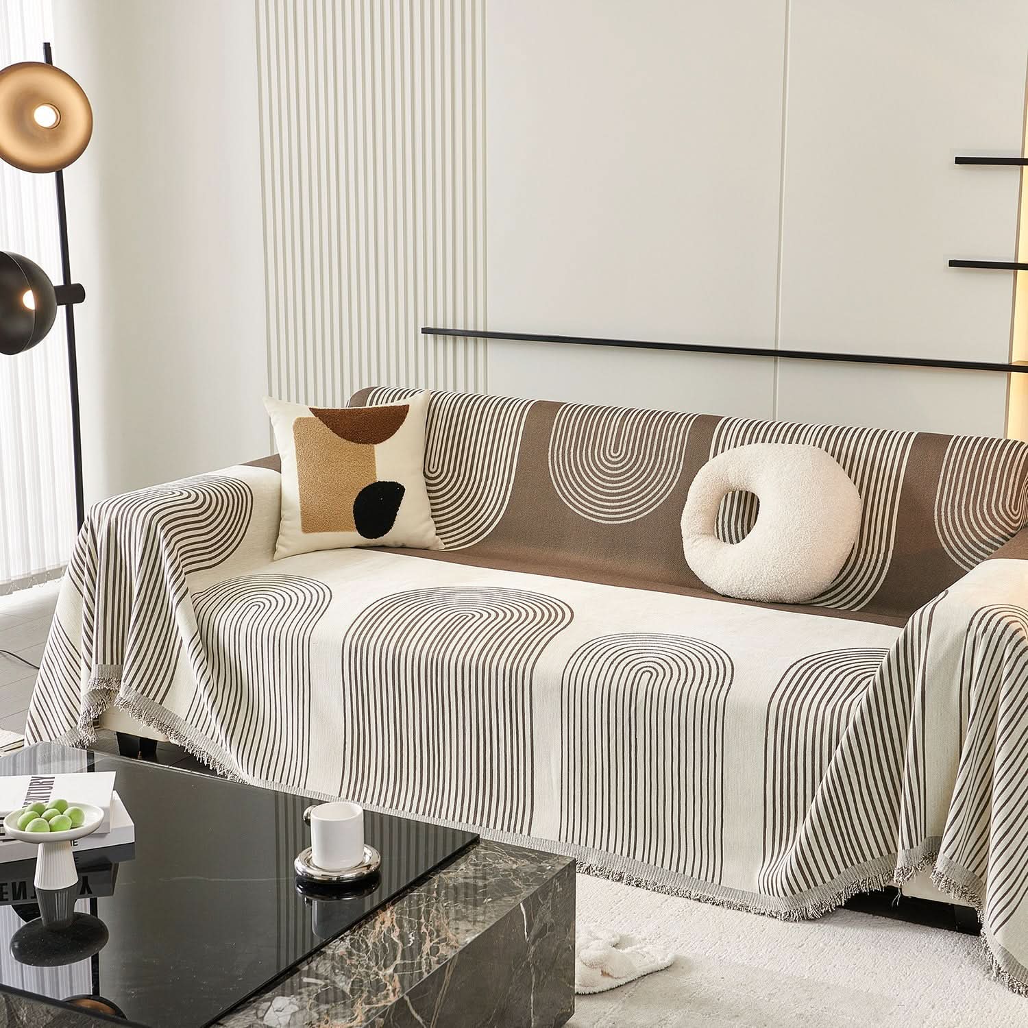 Capa de Sofá Chenille Comfort Pet Anti-Rugas Padrão Arcos Premium