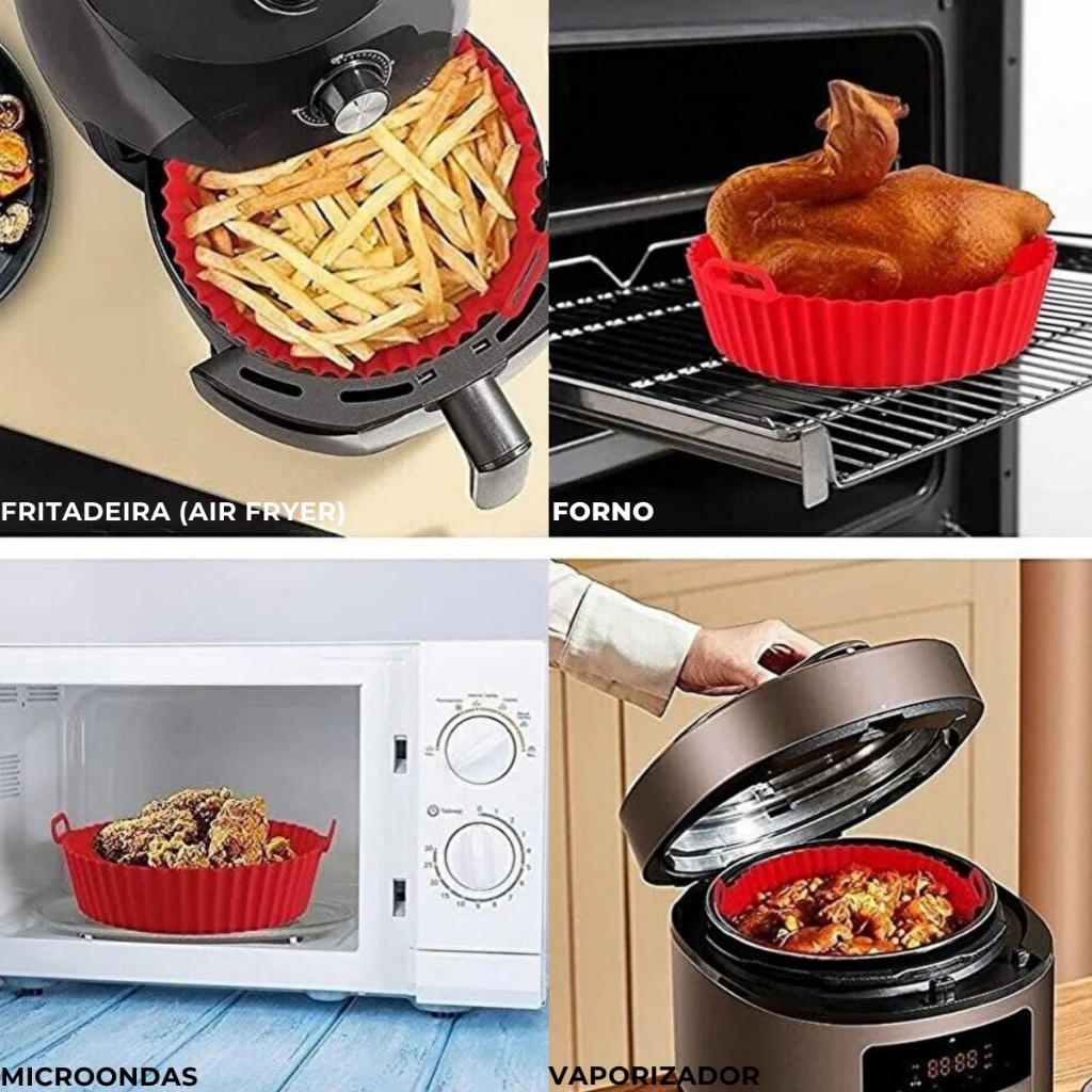 Kit 5 Formas de Silicone Air Fryer e Microondas - Entrega Grátis