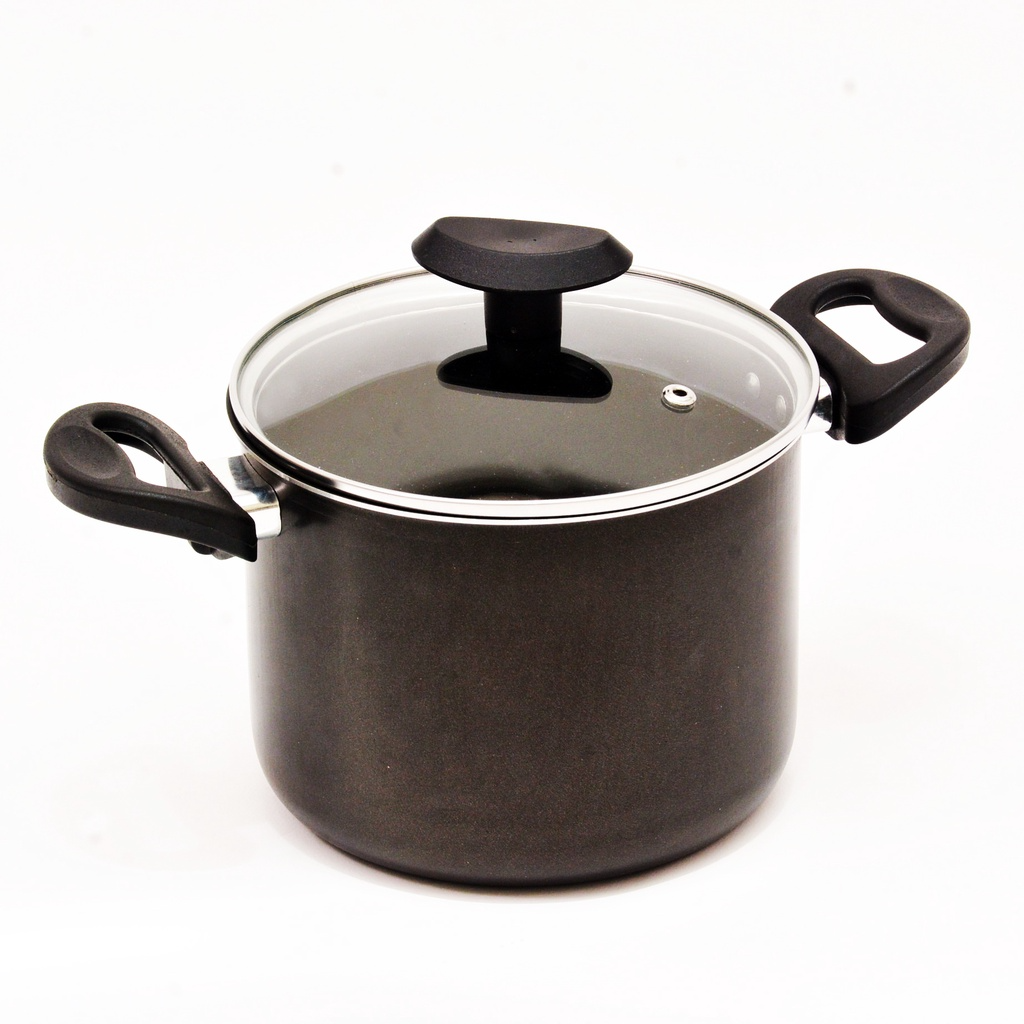 Caldeirão Antiaderente 16cm com Tampa de Vidro e Duas Alças