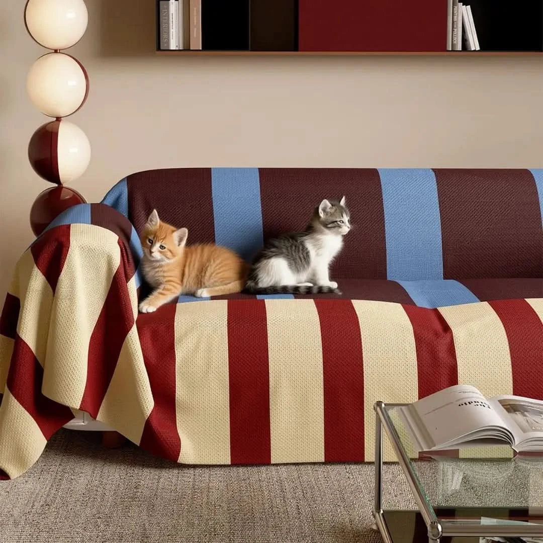 Capa de Sofá Anti Gatos PopGuard™ | Design Pop Listrado | Resistente a Derramamentos