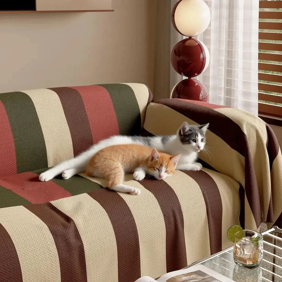 Capa de Sofá Anti Gatos PopGuard™ | Design Pop Listrado | Resistente a Derramamentos