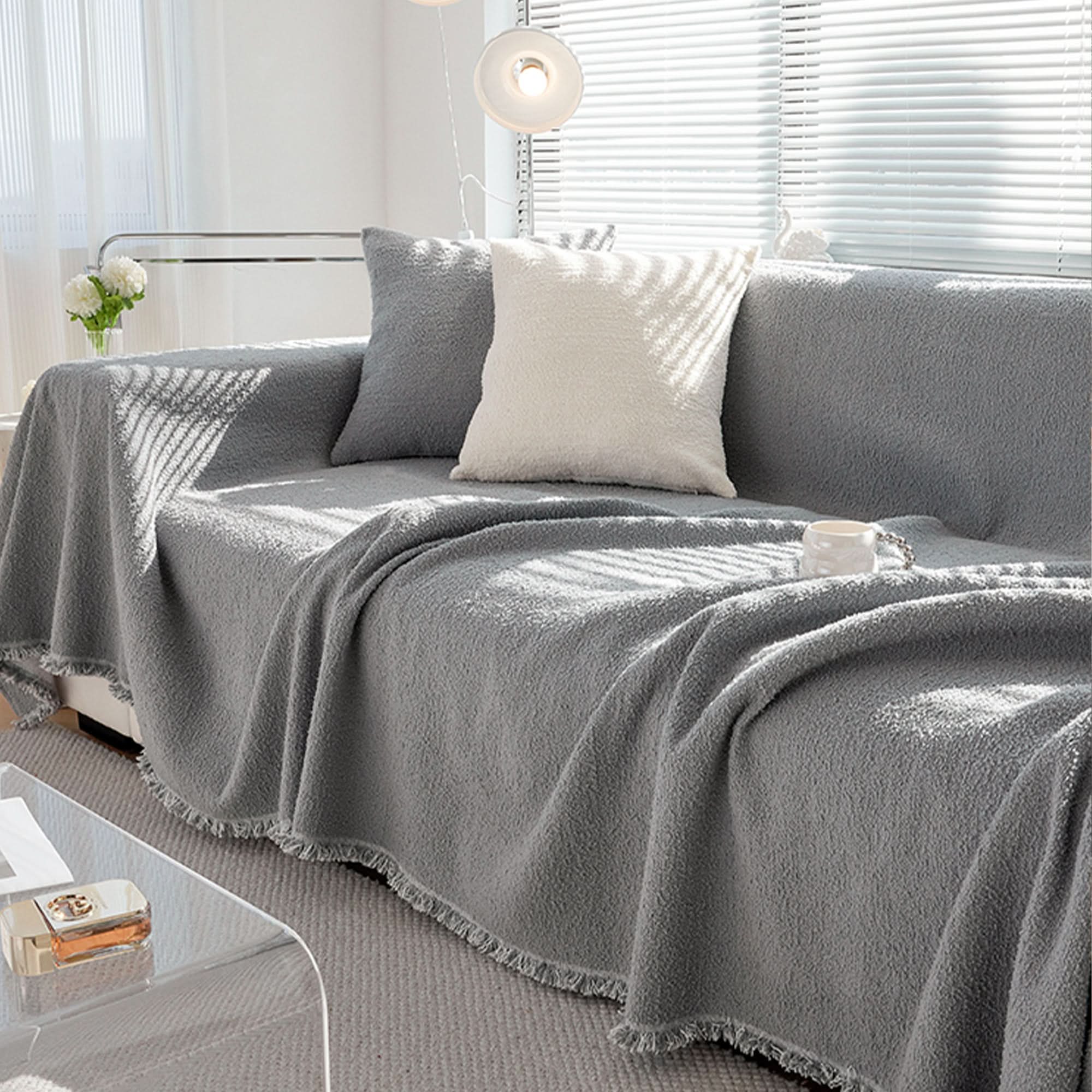 Capa de Sofá Chenille Inverno Aconchegante Pet-Friendly Anti-Rugas