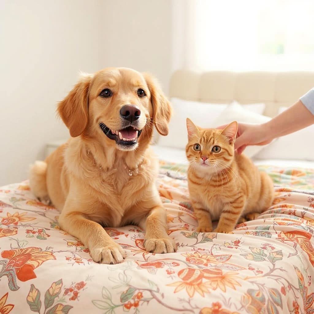 Manta Floral PetSafe™ Boho | 100% Algodão Inteligente | Repele Pelos