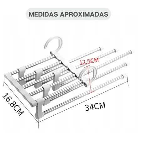 CabideFlex - Cabide Retrátil Organizador 5 em 1 Dobrável em Aço Inox - Entrega Grátis