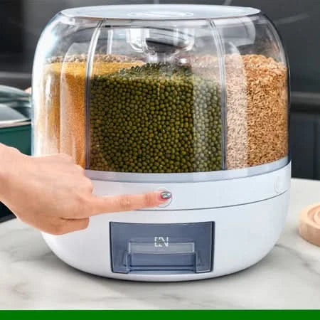PraticFlex - Dispenser Giratório Inteligente de Grãos e Cereais 6 Divisões - Entrega Grátis