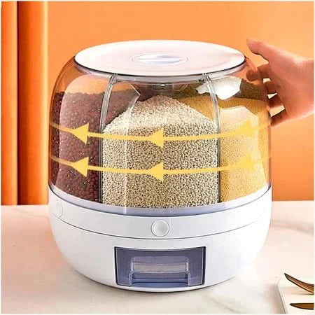 PraticFlex - Dispenser Giratório Inteligente de Grãos e Cereais 6 Divisões - Entrega Grátis