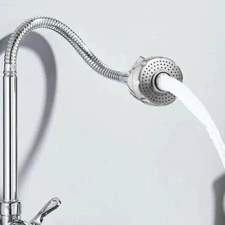 Torneira Inox Prata com Chuveiro e Rotação 360°