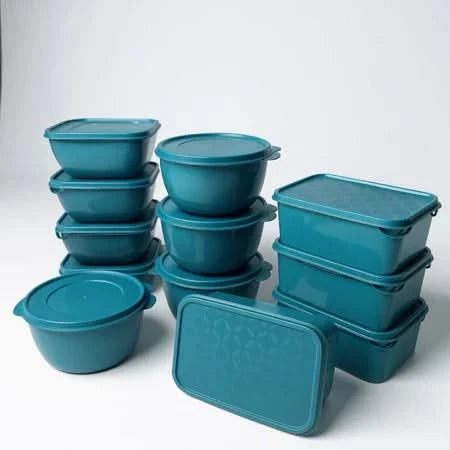 Kit 12 Potes Plástico 1 Litro com Tampa Hermética, Multiuso Cozinha, Marmita e Armazenamento de Alimentos