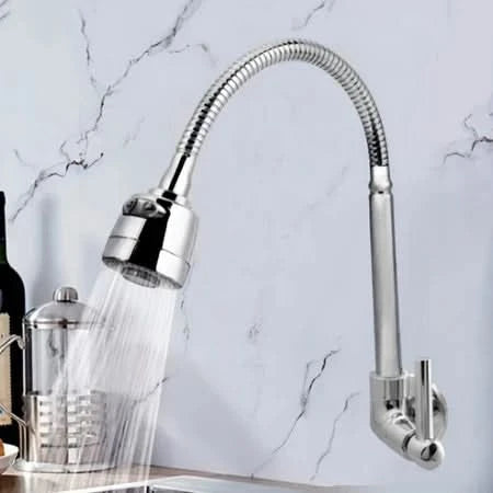 Torneira Inox Prata com Chuveiro e Rotação 360°