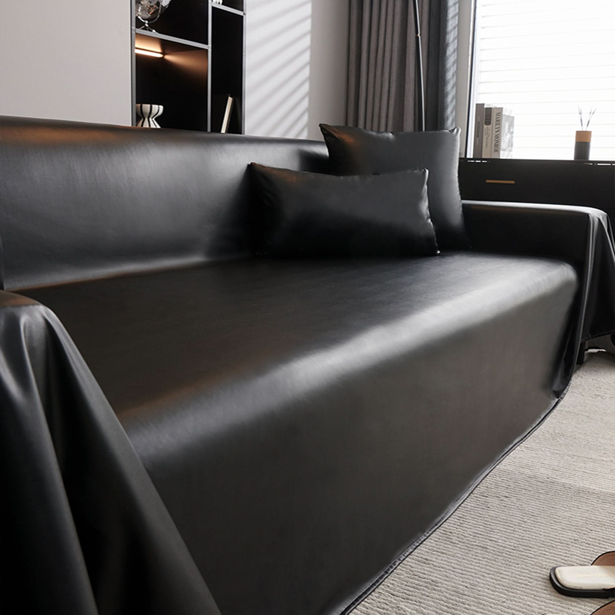 Capa de Sofá Couro Sintético Premium Anti-Arranhões Repelente de Pelos