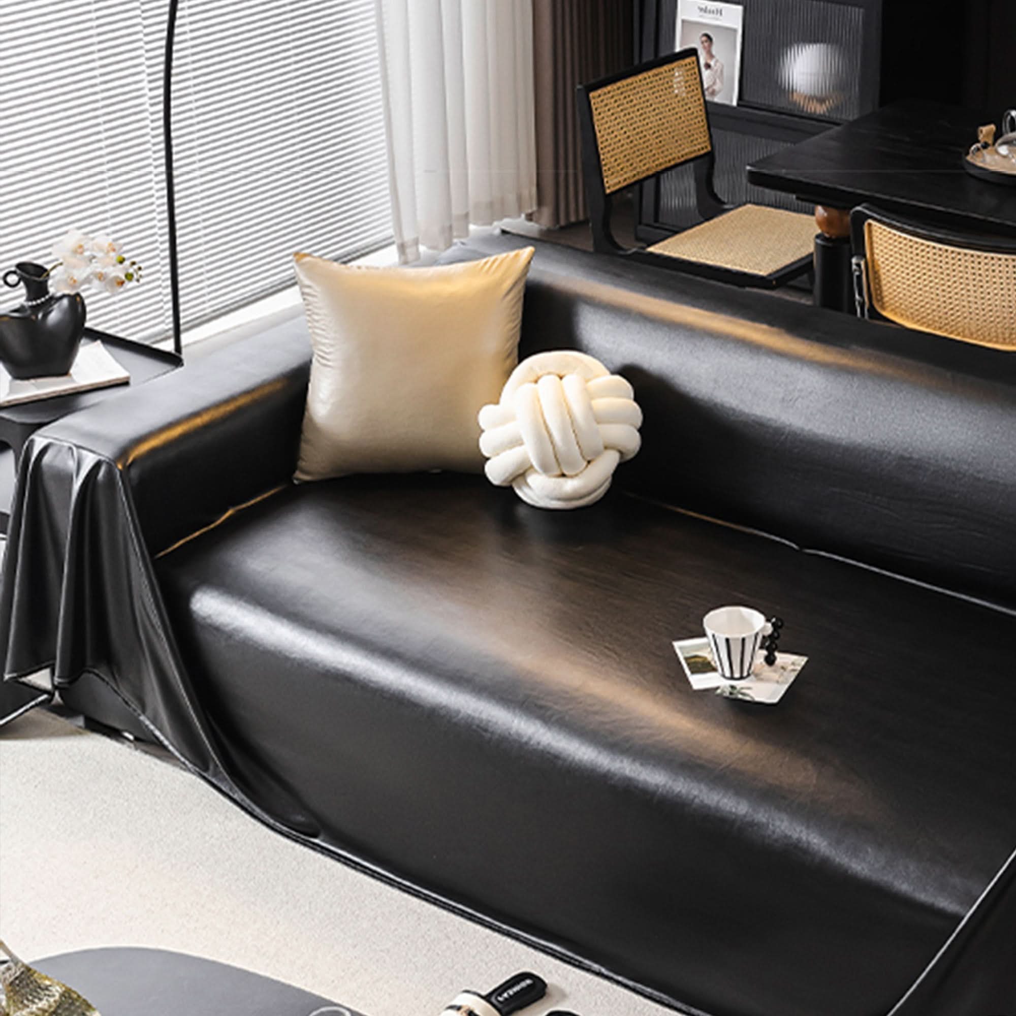 Capa de Sofá Couro Sintético Premium Anti-Arranhões Repelente de Pelos