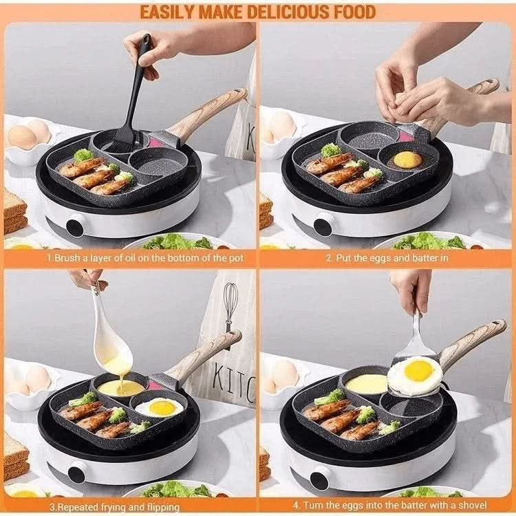 Frigideira Antiaderente 3 em 1 com Divisórias