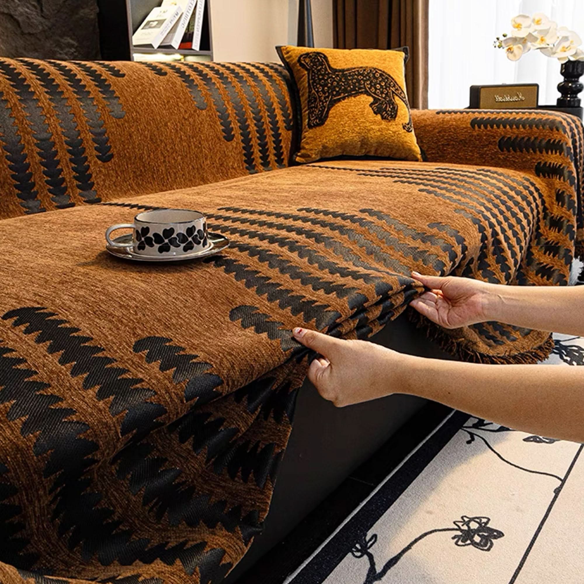 Capa de Sofá Elegante Anti-Arranhões Anti-Bolinhas Padrão Tribal Pet