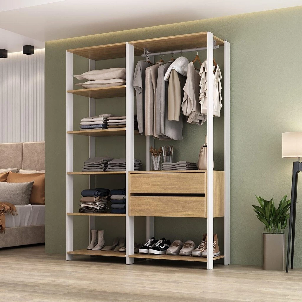 Guarda-Roupas Modular Elissa 135cm – 2 Gavetas + Cabideiro – Kasa Magazine