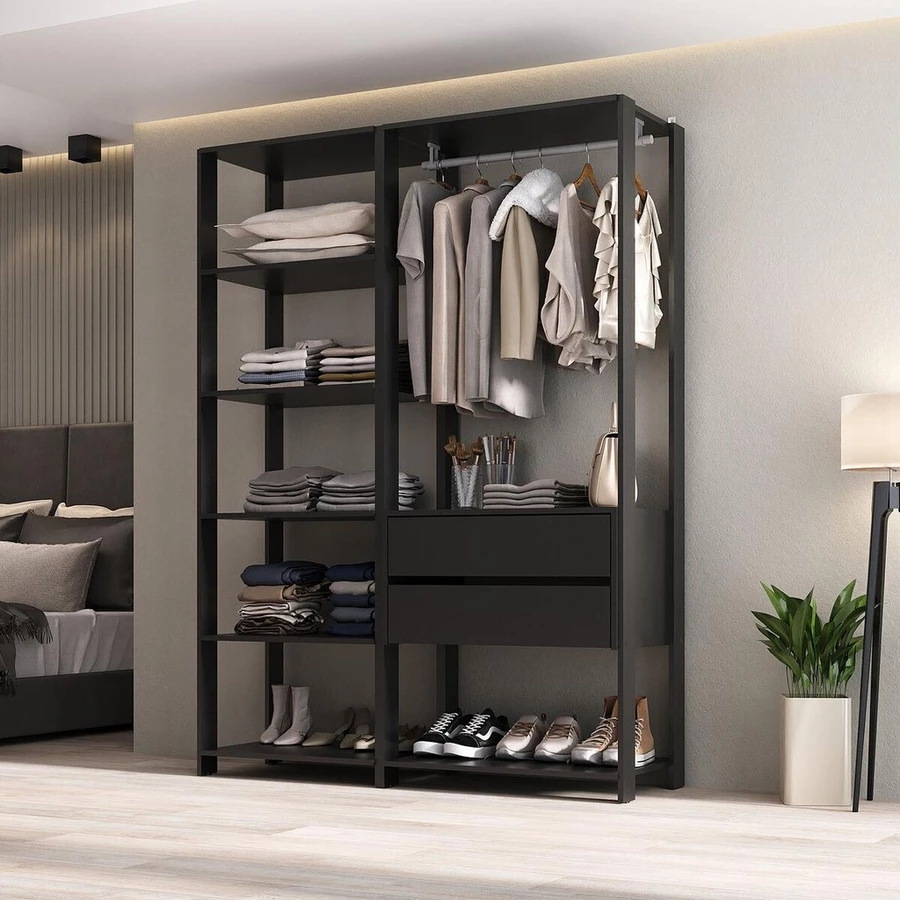 Guarda-Roupas Modular Elissa 135cm – 2 Gavetas + Cabideiro
