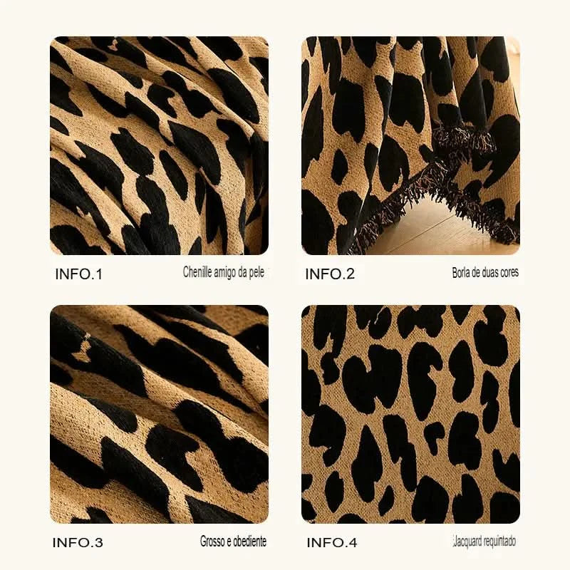 Capa Sofá Anti-Pelos LeopardLuxe™ - Proteção Premium em Chenille